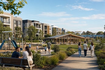 Modern Australian Community with Parks and Townhomes